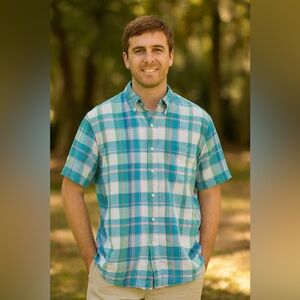 Polo Ralph Lauren Indian Madras pastel plaid short sleeve dress shirt‎ men’s XL